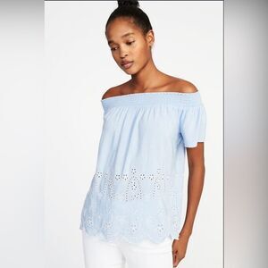 Old Navy Off the Shoulder Eyelet Embroidery Top- Medium